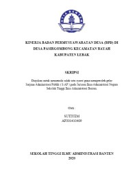 KINERJA BADAN PERMUSYAWARATAN DESA (BPD) DI DESA PASIRGOMBONG KECAMATAN BAYAH KABUPATEN LEBAK