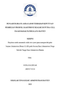 PENGARUH BRAND AMBASSADOR TERHADAP KEPUTUSAN PEMBELIAN PRODUK SMARTPHONE REALME DI PUTRA CELL PASAR BADAK PANDEGLANG BANTEN