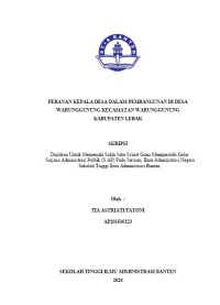 PERANAN KEPALA DESA DALAM PEMBANGUNAN DI DESA WARUNGGUNUNG KECAMATAN WARUNGGUNUNG KABUPATEN LEBAK