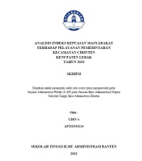 ANALISIS INDEKS KEPUASAN MASYARAKAT TERHADAP PELAYANAN PEMERINTAHAN KECAMATAN CIRINTEN KABUPATEN LEBAK TAHUN 2020