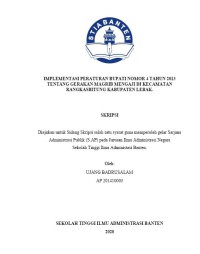 IMPLEMENTASI PERATURAN BUPATI NOMOR 4 TAHUN 2013 TENTANG GERAKAN MAGRIB MENGAJI DI KECAMATAN RANGKASBITUNG KABUPATEN LEBAK.