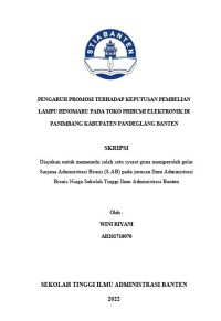 PENGARUH PROMOSI TERHADAP KEPUTUSAN PEMBELIAN LAMPU HINOMARU PADA TOKO PRIBUMI ELEKTRONIK DI PANIMBANG KABUPATEN PANDEGLANG BANTEN