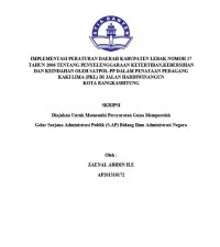Implementasi Peraturan Daerah Kabupaten Lebak Nomor 17 Tahun 2006 Tentang Penyelenggaraan Ketertiban, Kebersihan Dan Keindahan Oleh Satpol-PP Dalam Penataan Pedagang Kaki Lima (PKL) Di Jalan Hardiwinangun Kota Rangkasbitung