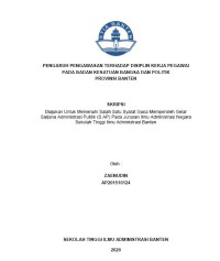 PENGARUH PENGAWASAN TERHADAP DISIPLIN KERJA PEGAWAI PADA BADAN KESATUAN BANGSA DAN POLITIK PROVINSI BANTEN